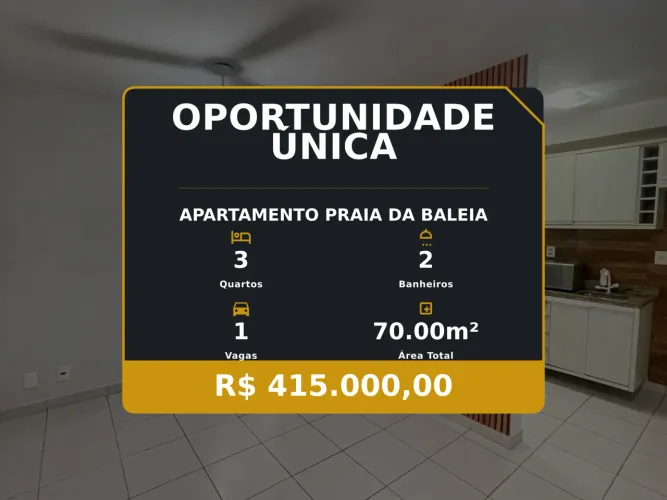 Apartamento Familiar com Lazer Completo na Praia da Baleia, Serra/ES
