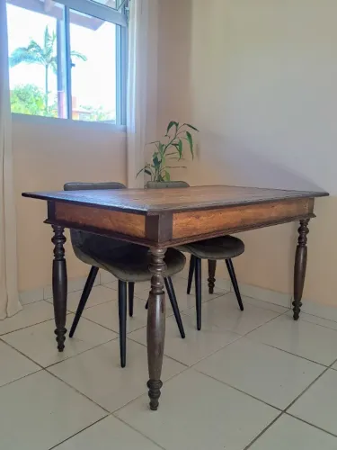 Mesa de Jantar Rústica 6 Lugares em Madeira Maciça 150x80cm