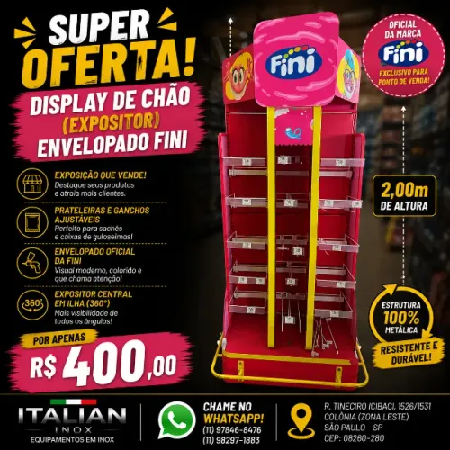 Display de Chão - Expositor envelopado FINI - 2m de Altura