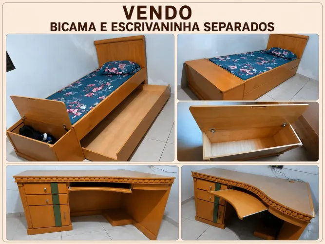 (Leia o anúncio) Bicama com baú e escrivaninha 