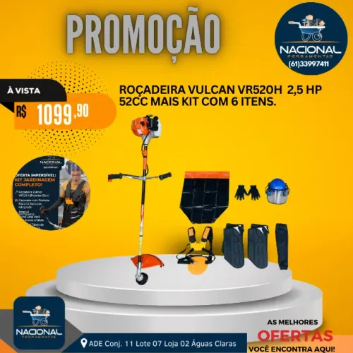ROCADEIRA VULCAN VR520H 52CC ACOMPANHA 6 ITENS.