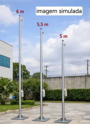 3 Mastros para Bandeira com Base e Roldana - 5m, 5,5m e 6m (Completo)