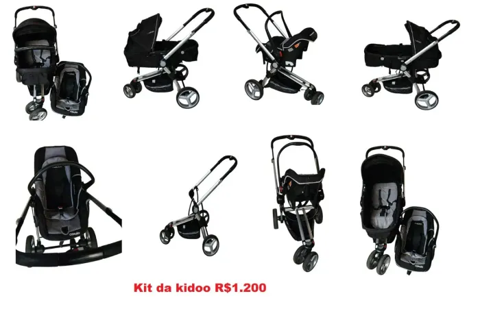 Kit carrinho ,bebe conforto,Moisés reclinável kidoo