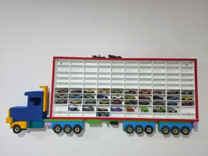 Expositor Caminhão para Hot Wheels + Coleção de Carrinhos - Tudo Junto