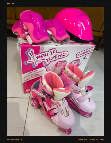 Patins Triline 26 a 29 - Acompanha Capacete, Joelheira e Cutuveleira - Retirada Flamengo
