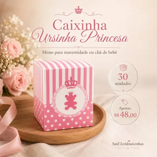 30 Caixinhas tema Ursinha Princesa para lembrancinha