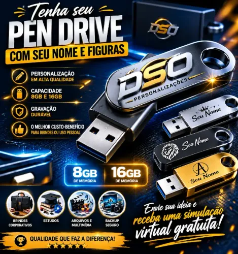Tenha Seu Pen Drive com seu nome e Figuras