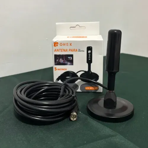 ANTENA PARA TV DIGITAL INTERNA E EXTERNA 5 METROS E BASE MAGNETICA - FAÇ