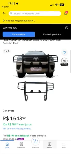 PÁRA-CHOQUE HILUX TOYOTA QUEBRA MATO MATA BURRO 