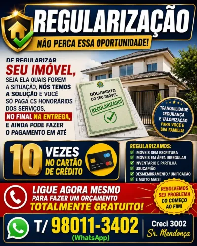 REGULARIZAÇÃO DE DOCUMENTAÇÃO DE IMÓVEIS 