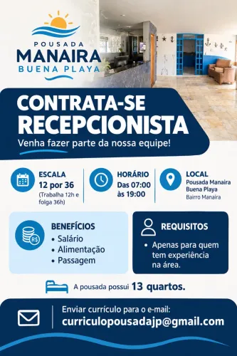 Recepcionista para Pousada