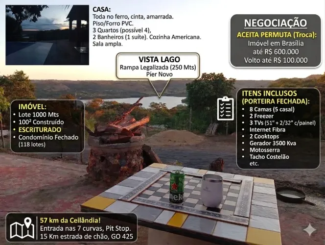 Rancho/Casa Corumbá ESCRITURADA/100.000 Volto na Troca, Casa em Brasília !