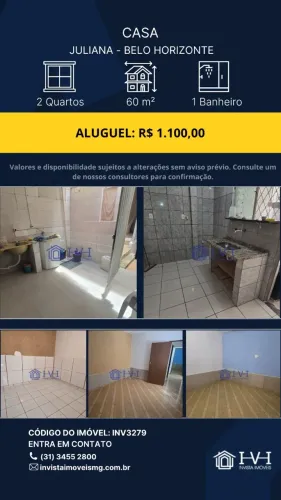 Casa 2 quartos Juliana Locação