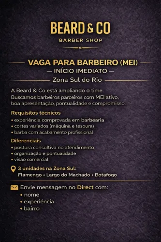 Barbeiro com experiência - parceria MEI (Zona Sul do Rio de Janeiro)