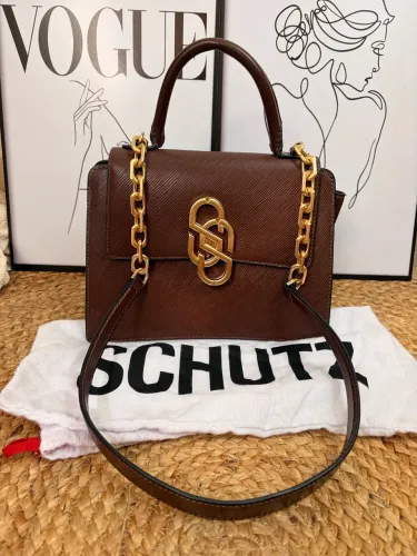 Bolsa satchel média soul em couro marrom Schutz (nova)
