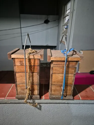 Colmeia de madeira em módulos verticais