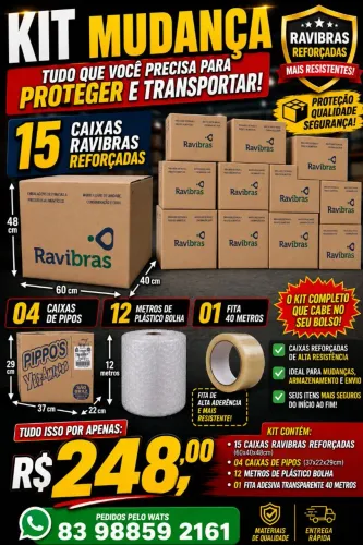 Caixas de Papelão kit Mudança 15cxs reforcadas+04 cxs médias+Plástico bolha +fita R$248.00