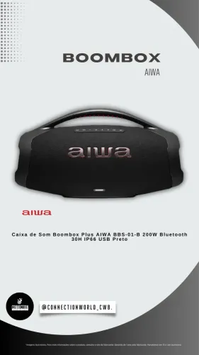Caixa de Som Boombox Plus AIWA BBS-01-B 200W Bluetooth 30H IP66 USB Preto