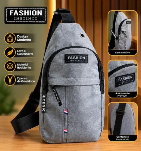 Bolsa Sling Bag Transversal Masculina Peitoral Fashion - Impermeável e Estilosa