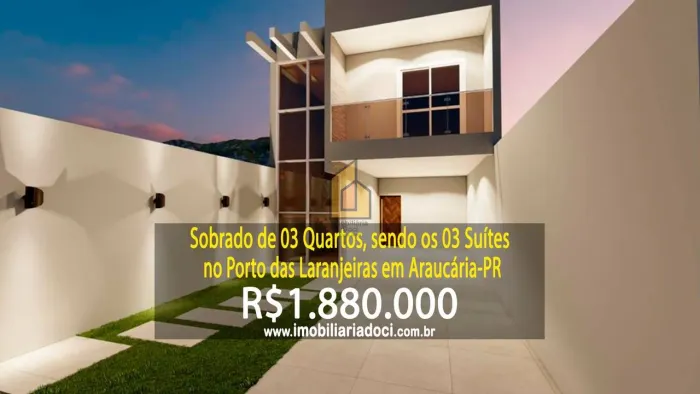 Sobrado de Alto Padrão com 03 Suítes no Porto das Laranjeiras em Araucária-PR - A venda po