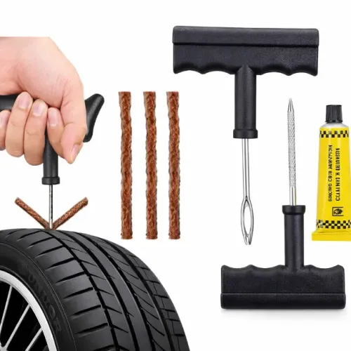 Kit Reparo de Pneus Macarrão Carro Moto com Cola Ferramentas Conserto Emergencial pode ret