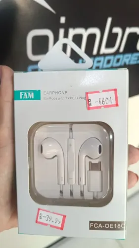 Fone de Ouvido C/ microfone + Controle de volume - Tipo C - FAM FCA-OE18C - Loja Coimbra