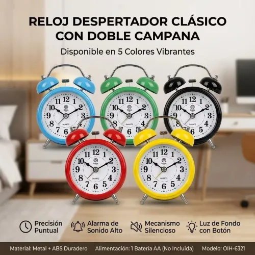 Relógio despertador de mesa com alarme