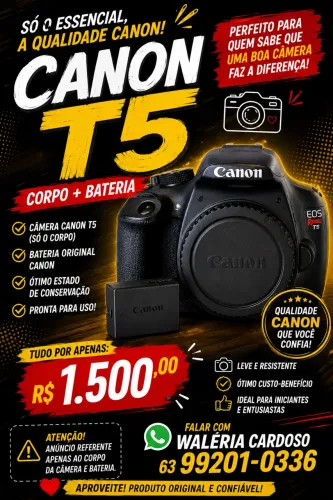 Vendo câmera cânon corpo T5 
