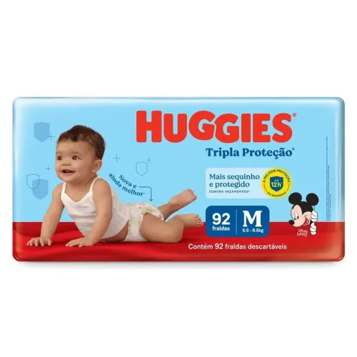 Fralda Huggies Tripla Proteção M 92 Unidades.