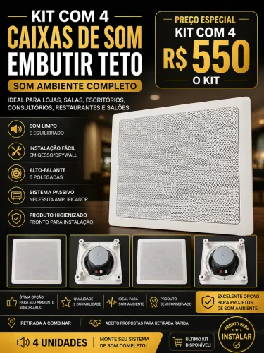 Caixas de Som Embutir Teto 6 - Som Ambiente (Par)