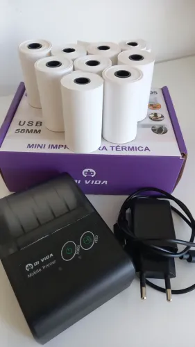Impressora térmica mini usb 58mm + bobinas