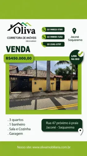 CASA A VENDA EM JACONÉ PRÓXIMO A PRAIA