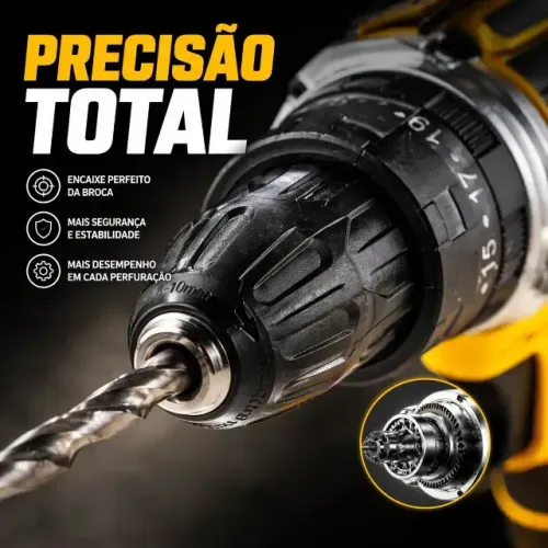 Furadeira e Parafusadeira de Impacto Profissional 48V + Maleta Completa