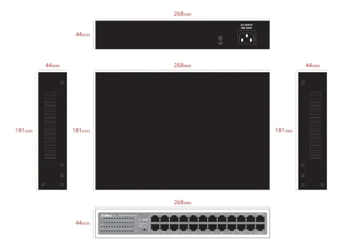 Switch Gigabit 24 Portas 10/100/1000 Ultra Link Ul-1024d Anatel