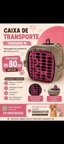 Caixa de transporte tamanho M para gatos/cachorros