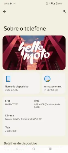 Vendo moto g35 5g 256 gigas zerado sem trincos