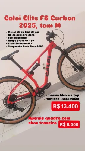 Caloi Elite FS Carbon 2025, tam M, usada 2 vezes