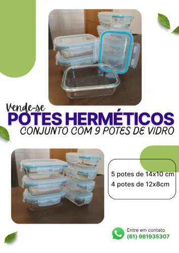 Lindo Conjunto de Potes de Vidro
