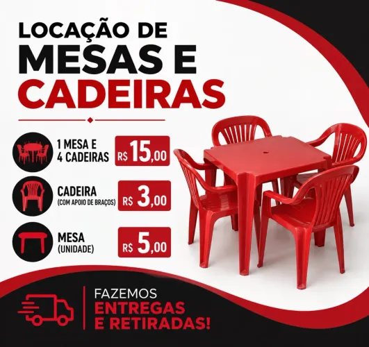 Locação de mesas e cadeiras