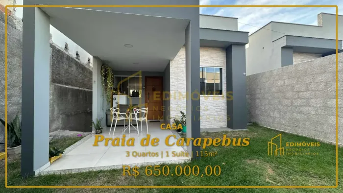 Casa Moderna em Praia de Carapebus Serra/ES, 3 Quartos e Área Gourmet