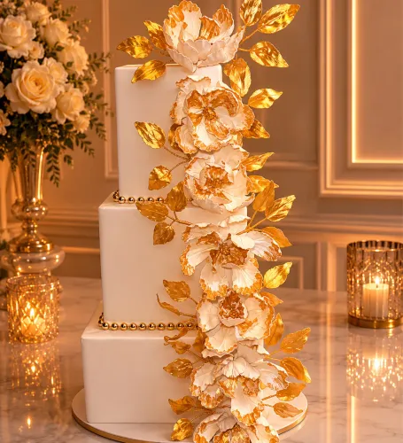 Bolo fake de festa Ouro