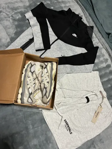 Kit moletom tenis e bermuda cinza M e tam 40