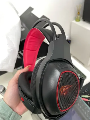 Headset Gamer Havit H2239D, LED Vermelho, USB e P2, Drivers 40mm, Preto (produto novo)