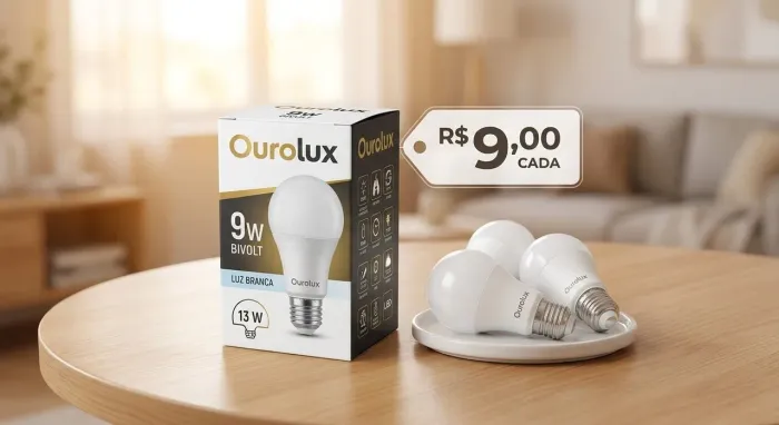 Lâmpada LED Bulbo 9W (Bivolt / Luz Branca)