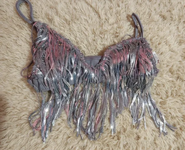 Top Franja prateado n 38/40.