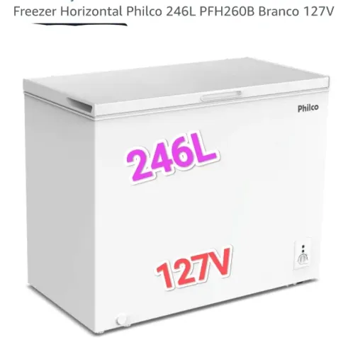 Freezer Horizontal Philco 246L PFH260B Branco 127V + Novo + Nota + Garantia+ Cartão 12X