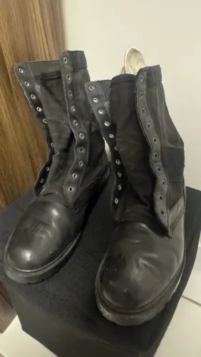 Coturno Militar de Couro e Lona Preto - Ideal para Segurança, Trilhas ou Estilo Urbano