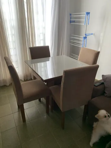 Mesa jantar 4 lugares tampo de vidro 