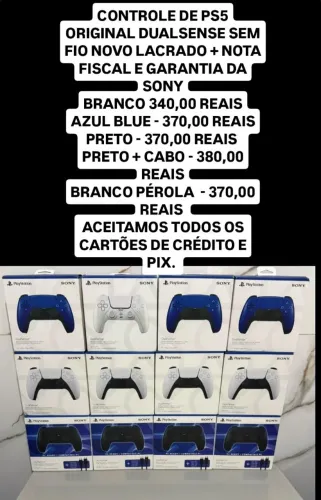 Controle de Ps5 sem fio DualSense originais novos lacrados + nota garantia Aceito cartão