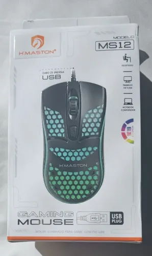 Mouse Gamer HMaston mod. MS12 Óptico 1200dpi Com Fio USB Ambidestro